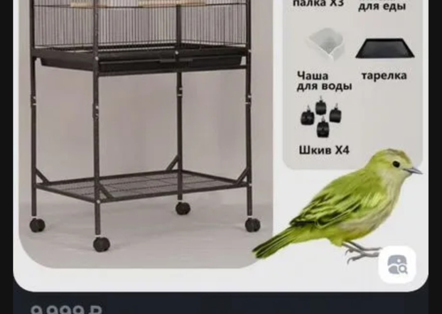 Волнистые попугаи с клеткой большой